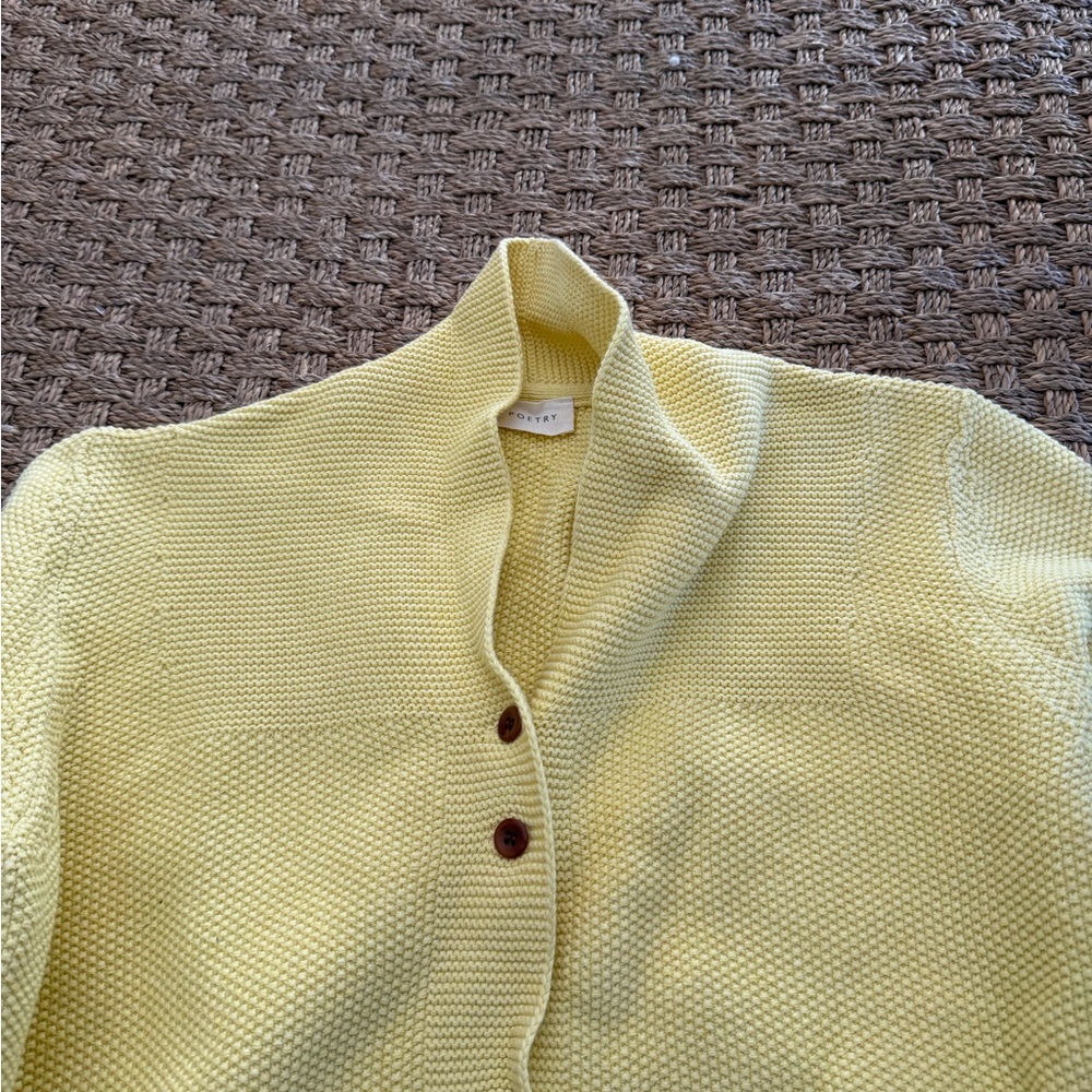 Poetry Soft Lemon Knit Shawl Collar Cardigan